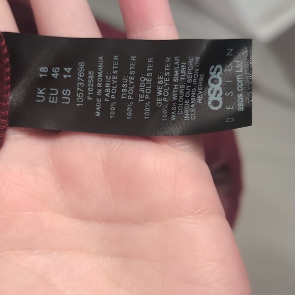 NWOT Asos Burgundy Sheer Tie Front Blouse - Picture 10 of 10